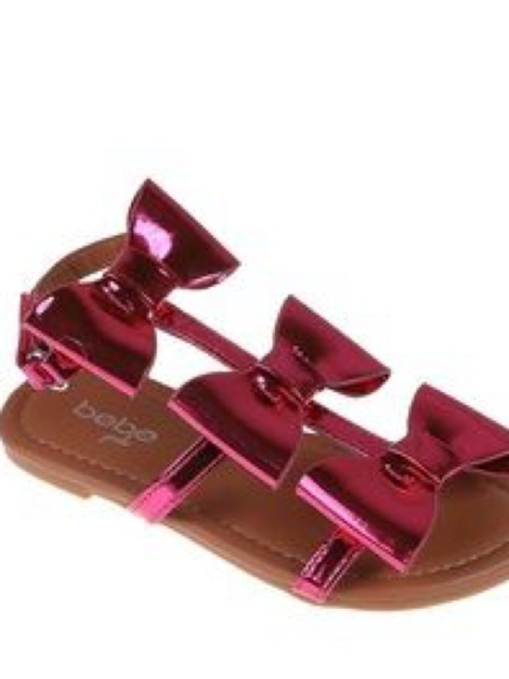 bebe girls Shiny Hot Pink Bow Strap Sandals for Kids size 12, 1, 2 New In Box
